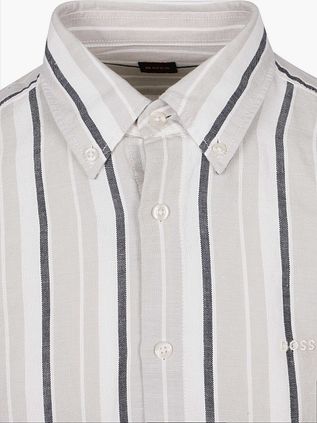 BOSS Relegant Overhemd Linen Blend Streep