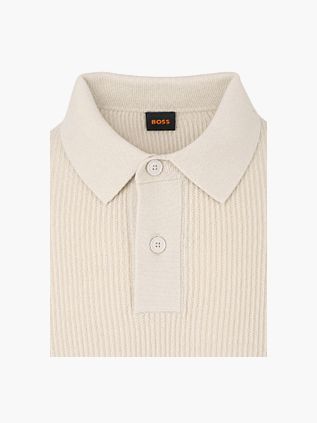 BOSS Afedro Longsleeve Polo shirt Ecru