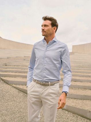 John Miller Hemd Small Check Hellblau