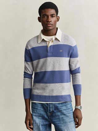 Gant Rugger Lambswool Polo Blue-Grey