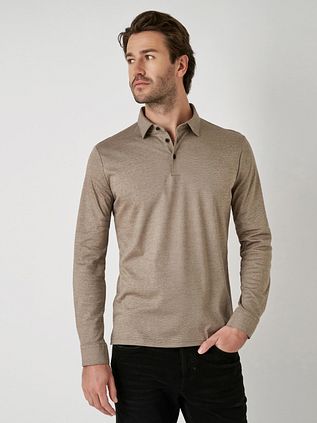 Desoto Longsleeve Poloshirt Essential Braun