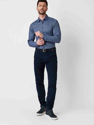 Desoto Shirt Print Dark Blue