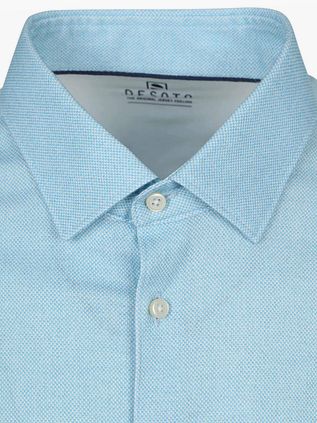 Desoto Short Sleeve Oxford Optics Overhemd Aqua Blauw