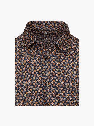 Desoto Shirt Print Floral Brown Navy