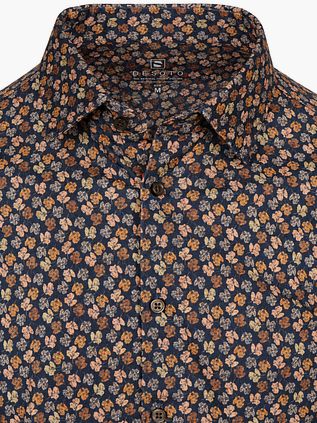 Desoto Shirt Print Floral Brown Navy
