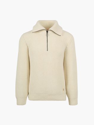 Armor-Lux sweter Camionneur Half Zip z wełny, ecru