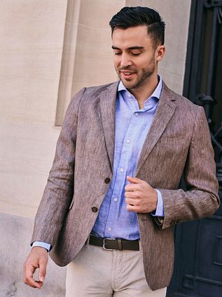 Suitable Blazer Linen Twill Bruin