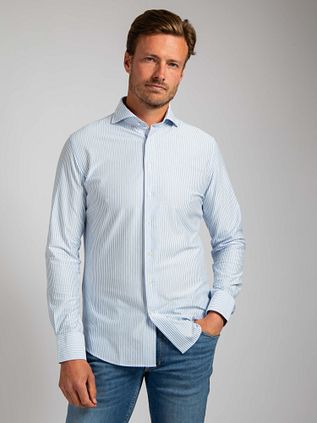 Profuomo Camicia Japanese Knitted blu a righe