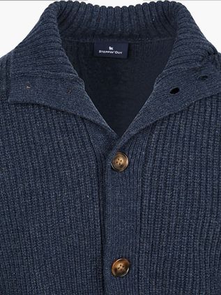 Steppin' Out Button Cardigan Laine d’agneau bleu marine