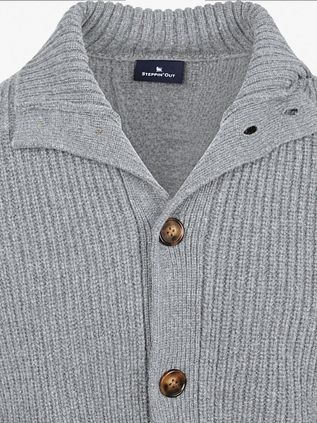 Steppin' Out Button Cardigan Laine d’agneau grise