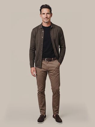 Suitable Cardigan Shirt Merino Brown