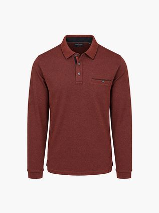 CASAMODA Longsleeve Polo Structure Brique