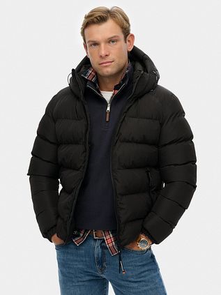 Superdry Kurtka Pikowana Z Kapturem Black
