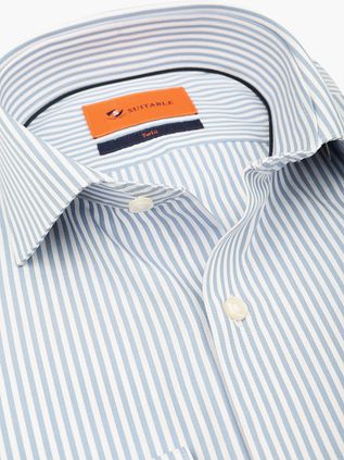 Suitable Twill Overhemd Streep Blauw