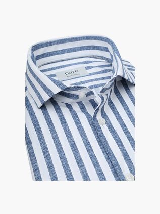 Pure Shirt Linen Optics Stripe Blue