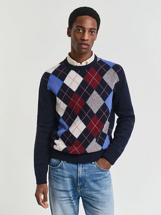 Gant Trøje Wool Blend Argyle Marineblå