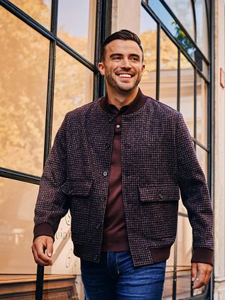 Suitable Bomber Jacket Pepita Burgundy