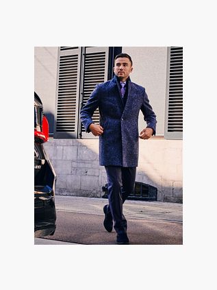 Suitable Coat Laine Herringbone Navy