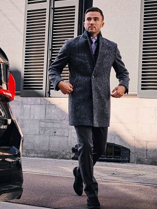 Suitable Coat Wol Herringbone Navy