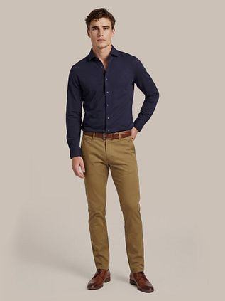 Suitable Strikket Piqué Skjorte i Marineblå