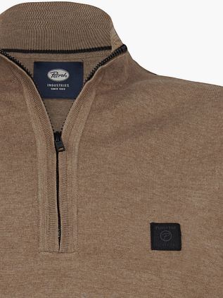 Petrol Half-Zip Sweater Oak Brown