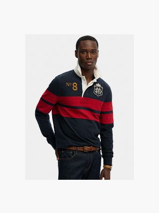 Superdry Rugby Polo Vintage Streep Navy/Red