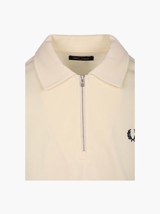 Fred Perry Longsleeve Half Zip Poloshirt Ecru
