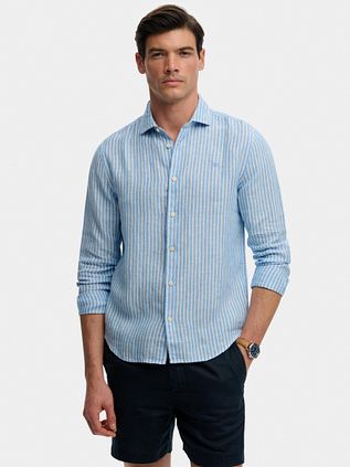 Superdry Shirt Linen Riviera Blue Stripe