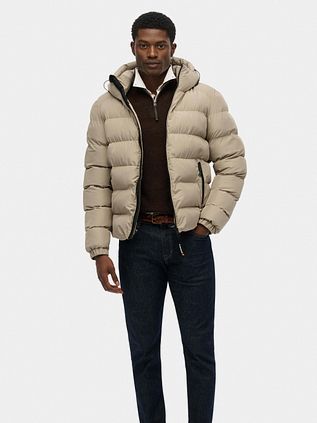 Superdry Puffer Jacket Hooded Greige