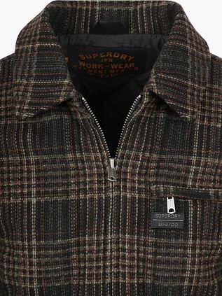 Superdry Overshirt Wool Blend Checks Brown
