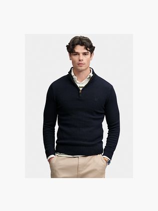 Superdry Knit Half Zip Cotton Jumper Navy