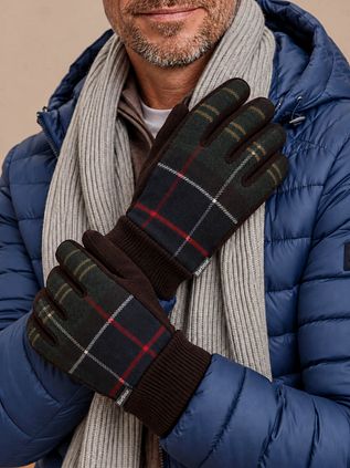 Barbour Gloves Hackney Tartan Green