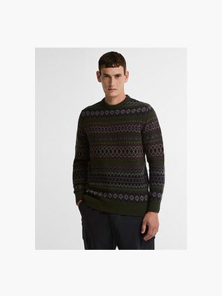 Barbour Fairisle Genser Ull Mørkegrønn