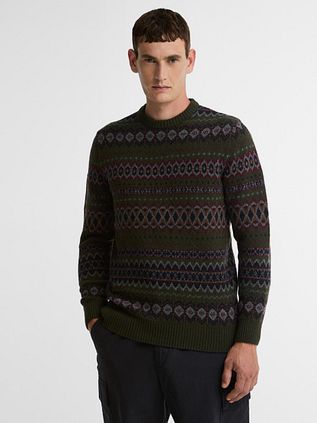 Pull Barbour Fairisle en Laine Vert Foncé