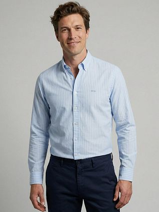 McGregor Hemd Cotton Linen Streifen Hellblau