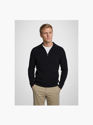McGregor Half Zip Polo Shirt Knitted Structure Navy