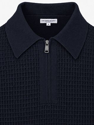 McGregor Half Zip Polo Shirt Knitted Structure Navy