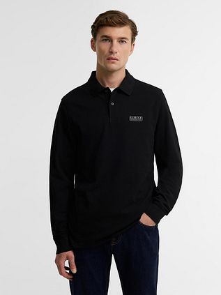 Barbour International Black Long Sleeve Piqué Polo Shirt