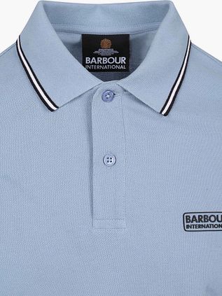 Barbour International Piqué Poloshirt Evan Tipped Blau