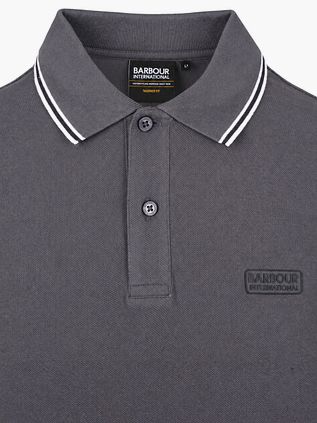 Barbour International Piqué Poloshirt Evan Tipped Anthracite