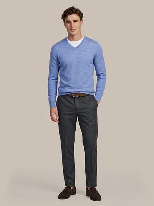 Pull Suitable Merino Col V Bleu clair