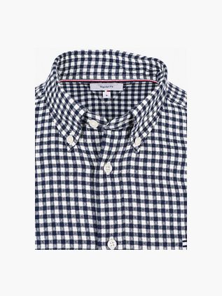 Tommy Hilfiger Flanell Hemd Dobby Gingham Karomuster Navy