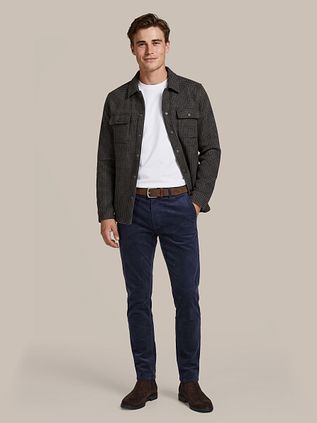 Suitable Plato chino i jernbanefløjl, Navy