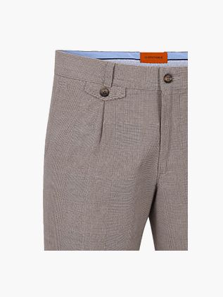 Suitable Chino Pico Pleat Check Sand