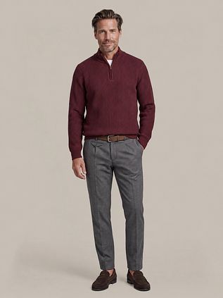 Suitable Chino Pico Pleat Pepita Navy Braun