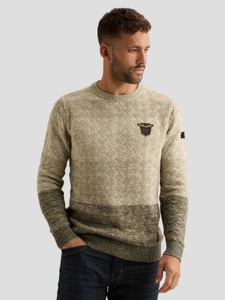 PME Legend Striped Structure Pullover Beige