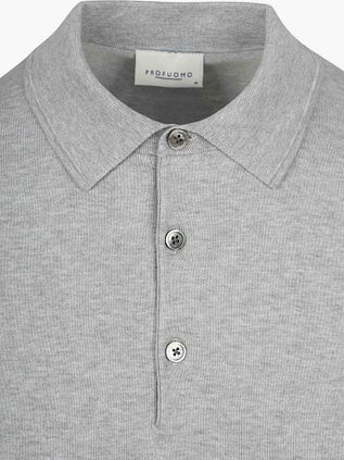 Profuomo Knitted Polo Shirt Grey