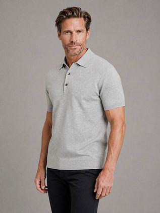 Profuomo Gestricktes Poloshirt Grau