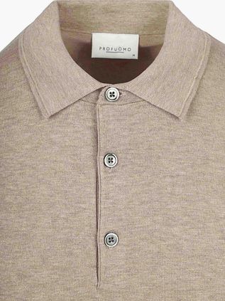 Profuomo Knitted Polo Shirt Beige
