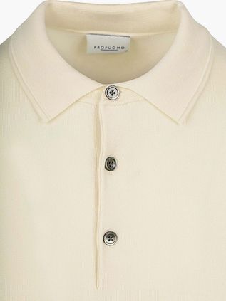 Profuomo Knitted Polo Shirt Ecru